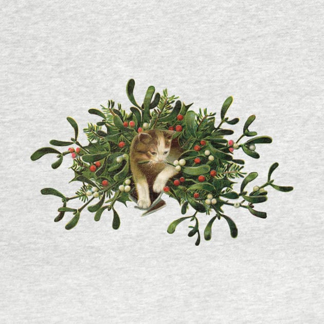 Cute Christmas mistletoe cat by RedThorThreads